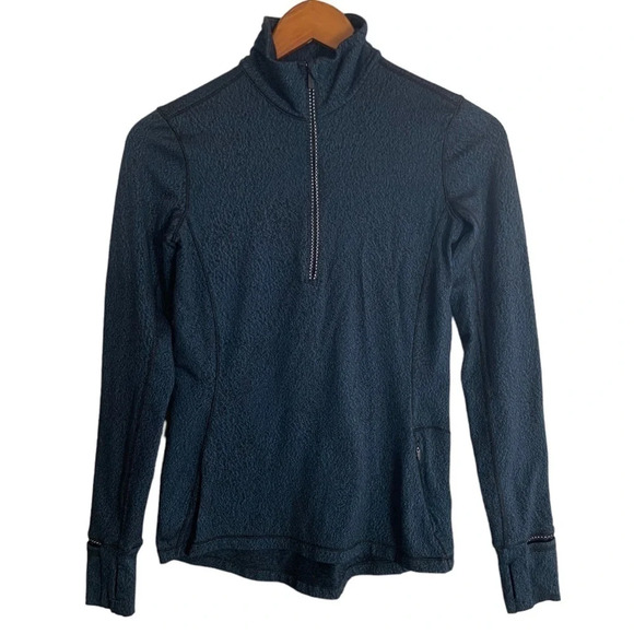 Lululemon Outrun 1/2 Zip Running Luon Spray Jacquard Alberta Lake Black Pullover - Picture 2 of 13
